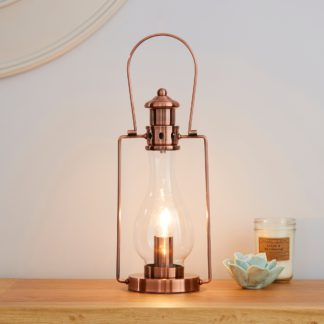 An Image of Horse Lantern Copper Table Lamp Copper