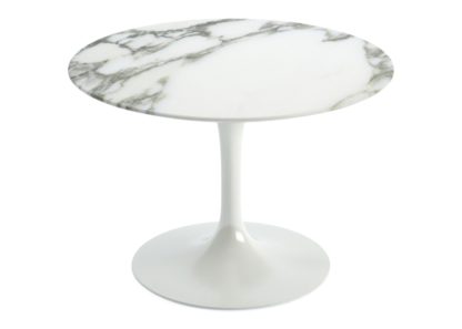 An Image of Knoll Saarinen Round Coffee Table Arabescato Coated Marble