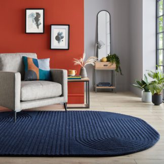 An Image of Elements Fard Wool Rug Navy (Blue)