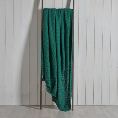 An Image of Cotton Moss Knit 130cm x 180cm Throw Charcoal (Grey)