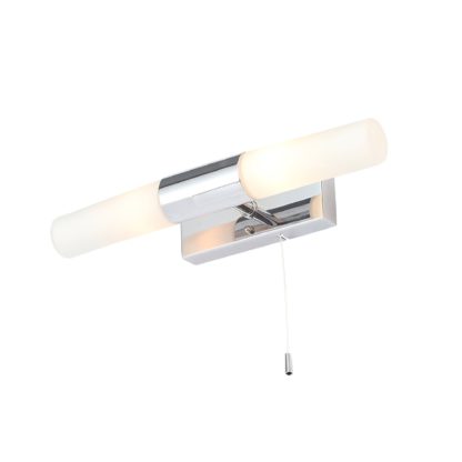 56c374e4285c16166287b80759f6bc6f1606841c54364be3b5e2bd40d2bfbad8-1.jpg An Image of Spa Airies 2 Light Bathroom Wall Light Chrome
