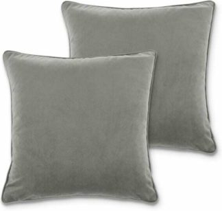 An Image of Julius Set of 2 Velvet Cushions, 45 x 45cm, Silver Grey