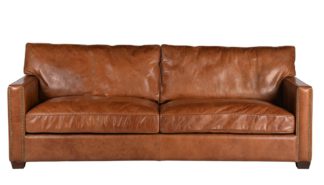 An Image of Timothy Oulton Viscount William 3 Seater Sofa Old Saddle Leather Nut