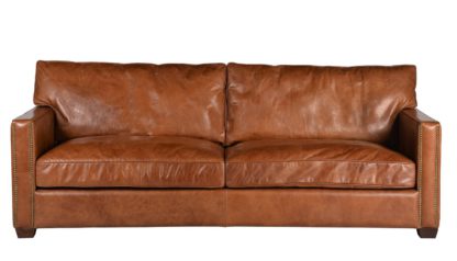 An Image of Timothy Oulton Viscount William 3 Seater Sofa Old Saddle Leather Nut