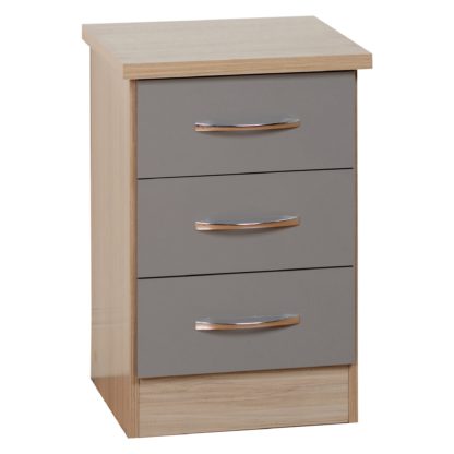 An Image of Nevada 3 Drawer Oyster Bedside Table Oyster