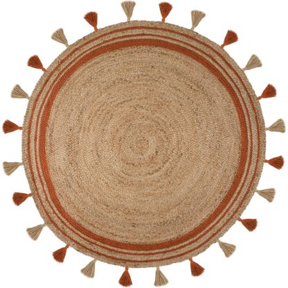 An Image of Istanbul Jute Circle Rug Yellow and Brown