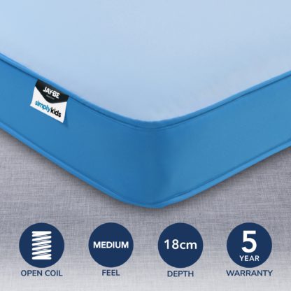 An Image of JayBe Simply Kids Waterproof Foam Free Open Coil Mattress Light Blue