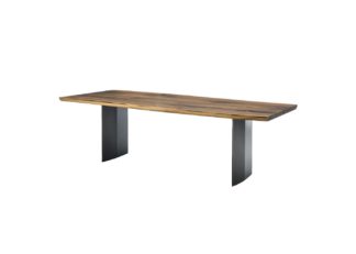 An Image of Riva 1920 Sky Natura Plank 100 Dining Table Walnut & Antique Bronze