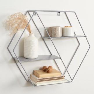 An Image of Grey Large Hexagonal Shelf Light Grey