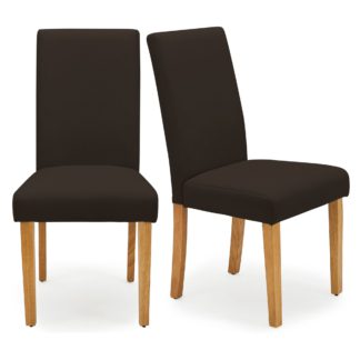An Image of Hugo Set of 2 Dining Chairs Chocolate PU Leather Brown