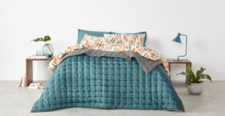 An Image of Korba Silk Bedspread 225 x 220cm, Dark Teal/Graphite