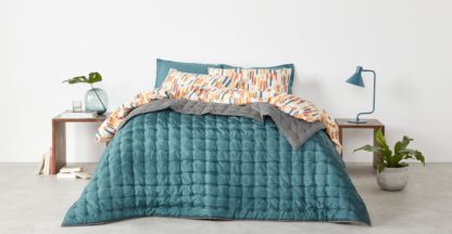 An Image of Korba Silk Bedspread 225 x 220cm, Dark Teal/Graphite