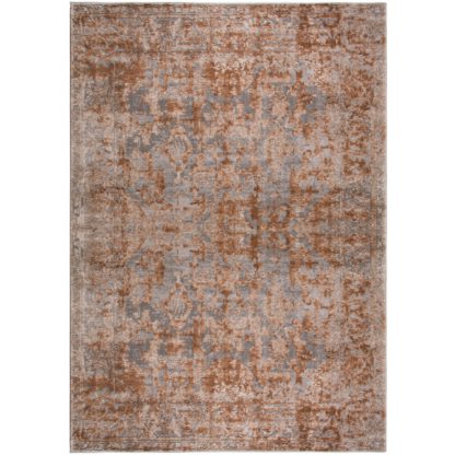 An Image of Reign Rust Traditional Rug Brown and Grey