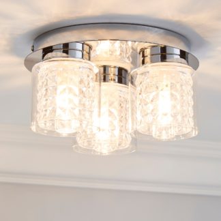 An Image of Hylton 3 Light Glass Bathroom Flush Ceiling Fitting Clear