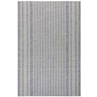 An Image of Stripe Indoor Outdoor Rug Grey, Blue and Brown