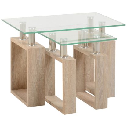 An Image of Milan Glass Top Nest of Tables Natural