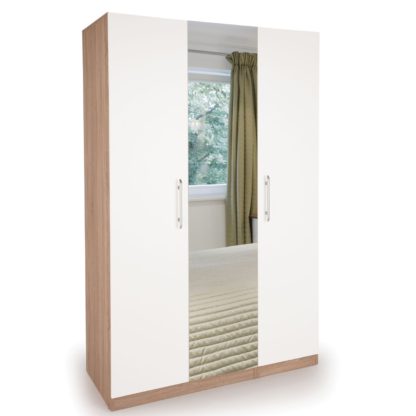 An Image of Hyde Mirrored Double Wardrobe White/Natural