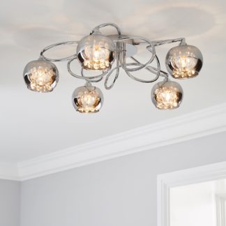 An Image of Seychelles Smoked 5 Light Flush Ceiling Fitting Grey