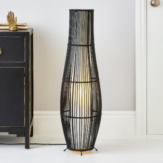 An Image of Alec Natural Cane Black Floor Lamp Black