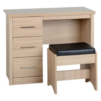 An Image of Lennon Oak Effect 3 Drawer Dressing Table Set Oak