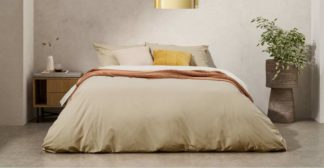 An Image of Solar Reversible Cotton Duvet Cover + 2 Pillowcases, King, Light Ash/Ivory UK