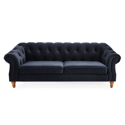 An Image of Aubrey Velvet 3 Seater Sofa Blue