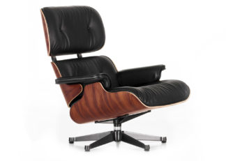 An Image of Vitra Tall Eames Lounge Chair in Santos Palisander & Black Leather