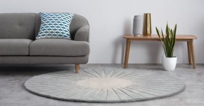An Image of Vaserely Round Wool Rug, Large 200cm, Grey