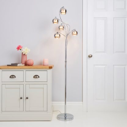 An Image of Seychelles Smoked 5 Light Floor Lamp Silver