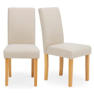 An Image of Hugo Set of 2 Dining Chairs Cream Cream and Brown