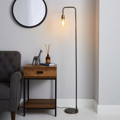 An Image of Marsden Industrial Floor Lamp Nickle (Black)