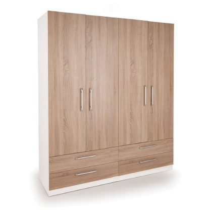 An Image of Euston 2 Drawer Single Wardrobe White/Natural