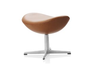 An Image of Fritz Hansen Egg Footstool Grace Leather Walnut