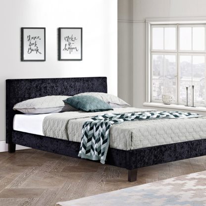 An Image of Berlin Crushed Velvet Bed Frame Silver