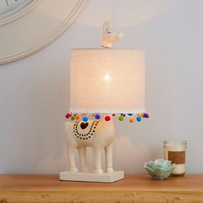 An Image of Lulu Resin Llama White Table Lamp White