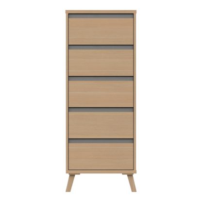 An Image of Jenson 5 Drawer Tallboy Dark Grey