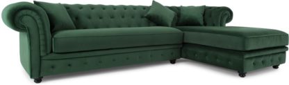 An Image of Branagh Right Hand Facing Chaise End Corner Sofa, Pine Green Velvet