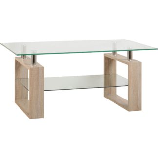 An Image of Milan Oak Glass Top Coffee Table Natural