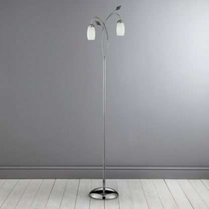 An Image of 2 Light Leaf Glass Floor Lamp Silver