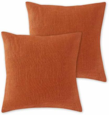 An Image of Adra Set of 2 100% Linen Cushions, 50 x 50cm, Cayenne Red