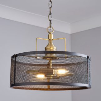 An Image of Kalix 2 Light Mesh Black Gold Ceiling Fitting Black