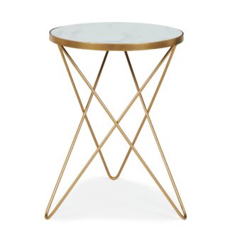 An Image of Lexi White Marble Effect Side Table White