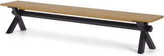 An Image of Bayron 5 Seat Dining Bench, Brushed Oak & Charcoal
