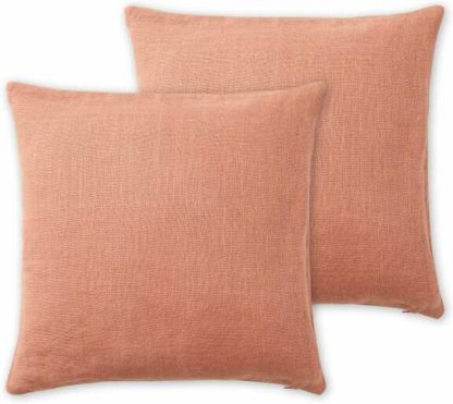 An Image of Adra Set of 2 100% Linen Cushions, 50 x 50cm, Deep Pink
