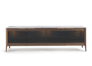 An Image of Porada Atlante 5 Sideboard Walnut & Calacatta Oro Marble