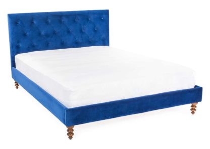 An Image of Heal's Balmoral Bedstead King Smart Velvet Blue