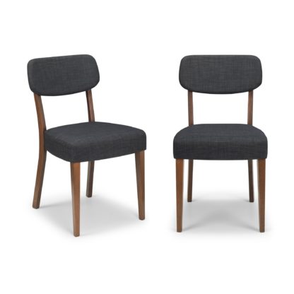 An Image of Farringdon Set of 2 Dining Chairs Grey Linen Grey