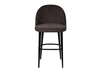 An Image of Heal's Austen Bar Stool Plush Velvet Burgundy Black Leg