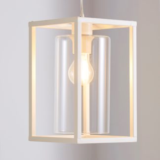 An Image of London 1 Light Pendant Cream Industrial Ceiling Fitting Cream