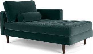 An Image of Scott Right Hand Facing Chaise Longue, Cotton Velvet Petrol